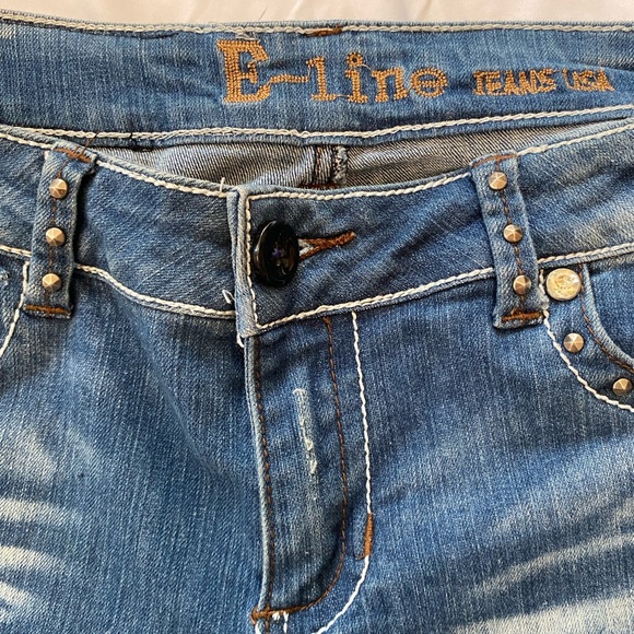 E-line Jeans USA- Straight Skinny Jeans Distressed, Juniors Size 13 - Picture 7 of 7